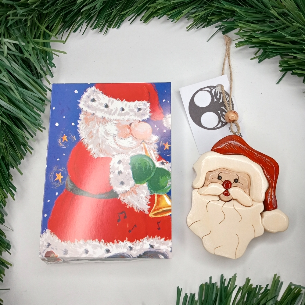Santa Hand Crafted Wood Ornament